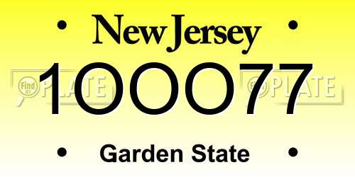 1OOO77 New Jersey License Plate