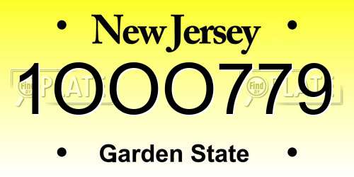 1OOO779 New Jersey License Plate