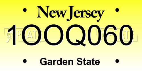 1OOQ060 New Jersey License Plate