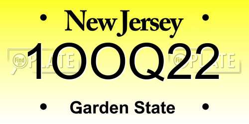 1OOQ22 New Jersey License Plate