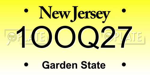 1OOQ27 New Jersey License Plate