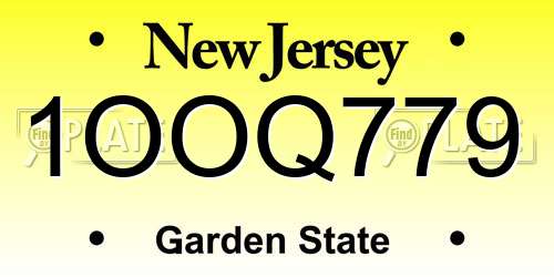 1OOQ779 New Jersey License Plate