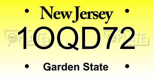 1OQD72 New Jersey License Plate