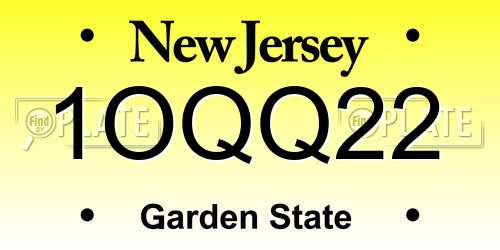 1OQQ22 New Jersey License Plate