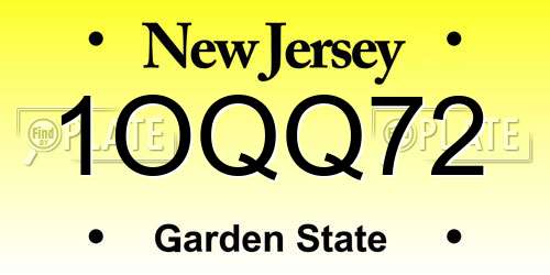 1OQQ72 New Jersey License Plate
