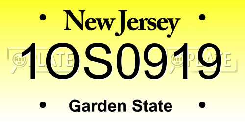 1OS0919 New Jersey License Plate