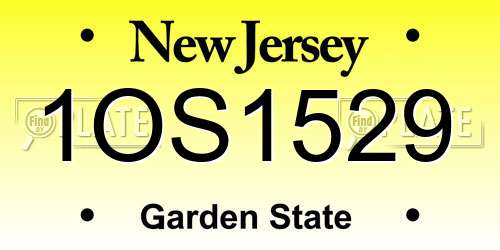 1OS1529 New Jersey License Plate