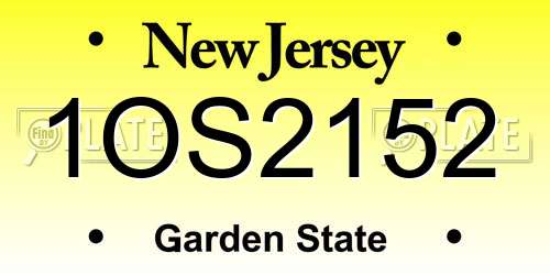 1OS2152 New Jersey License Plate