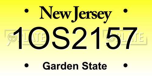 1OS2157 New Jersey License Plate