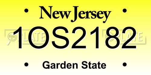 1OS2182 New Jersey License Plate