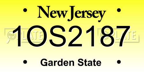 1OS2187 New Jersey License Plate