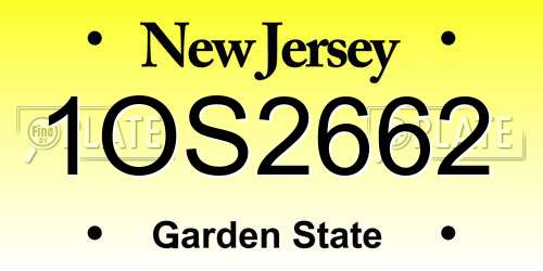 1OS2662 New Jersey License Plate