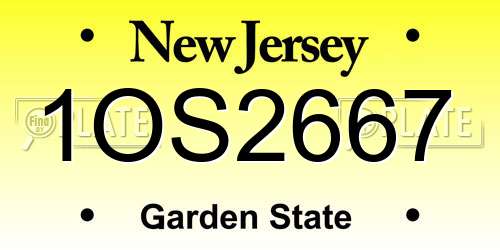 1OS2667 New Jersey License Plate