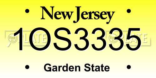 1OS3335 New Jersey License Plate