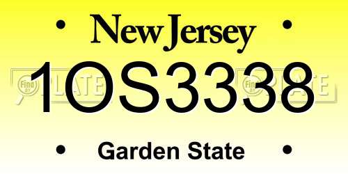 1OS3338 New Jersey License Plate