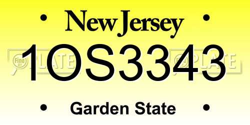 1OS3343 New Jersey License Plate