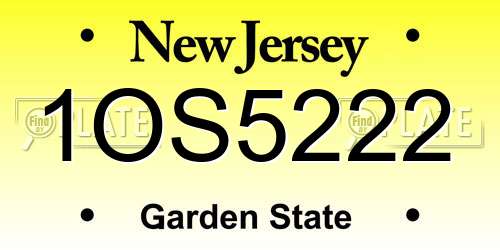 1OS5222 New Jersey License Plate
