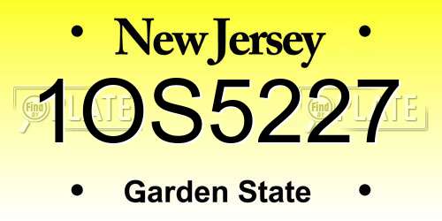 1OS5227 New Jersey License Plate