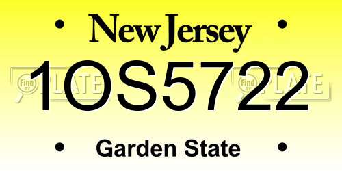 1OS5722 New Jersey License Plate