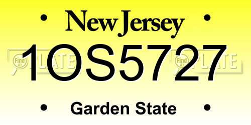 1OS5727 New Jersey License Plate