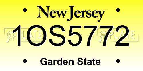 1OS5772 New Jersey License Plate