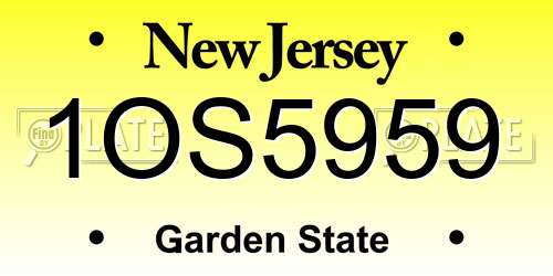 1OS5959 New Jersey License Plate