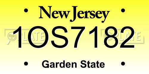 1OS7182 New Jersey License Plate