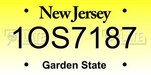 1OS7187 New Jersey License Plate