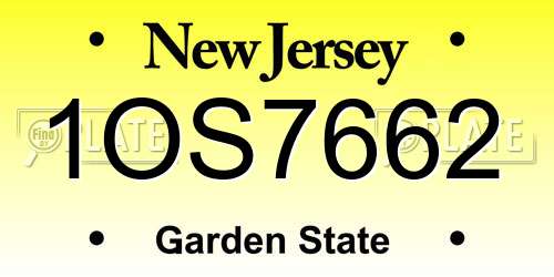 1OS7662 New Jersey License Plate