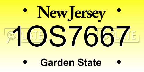1OS7667 New Jersey License Plate