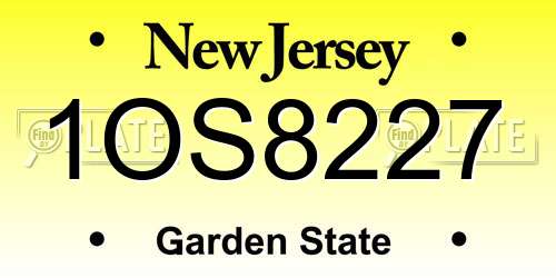 1OS8227 New Jersey License Plate