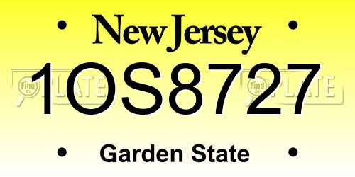 1OS8727 New Jersey License Plate