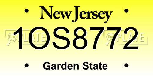 1OS8772 New Jersey License Plate
