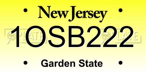 1OSB222 New Jersey License Plate