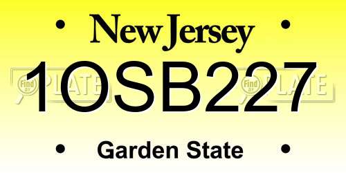 1OSB227 New Jersey License Plate