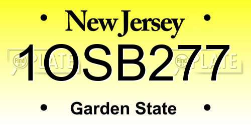 1OSB277 New Jersey License Plate