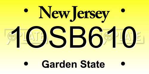 1OSB610 New Jersey License Plate