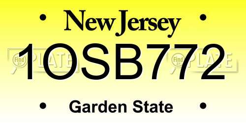 1OSB772 New Jersey License Plate