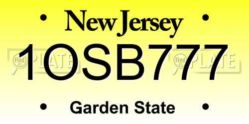 1OSB777 New Jersey License Plate