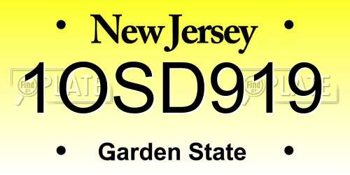 1OSD919 New Jersey License Plate