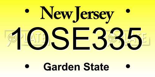 1OSE335 New Jersey License Plate