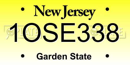 1OSE338 New Jersey License Plate