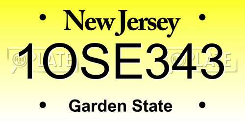 1OSE343 New Jersey License Plate