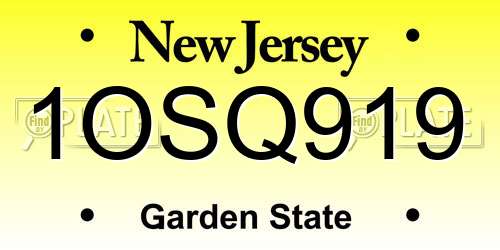 1OSQ919 New Jersey License Plate