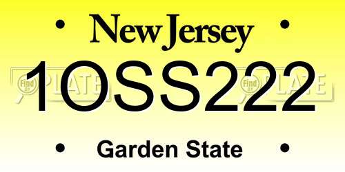 1OSS222 New Jersey License Plate