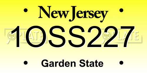 1OSS227 New Jersey License Plate