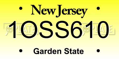 1OSS610 New Jersey License Plate