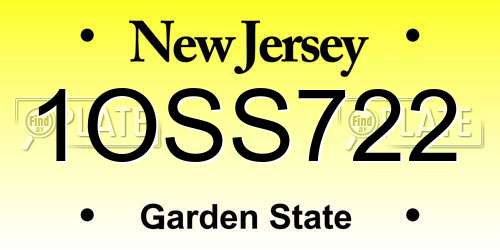 1OSS722 New Jersey License Plate