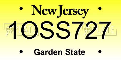 1OSS727 New Jersey License Plate