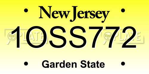1OSS772 New Jersey License Plate
